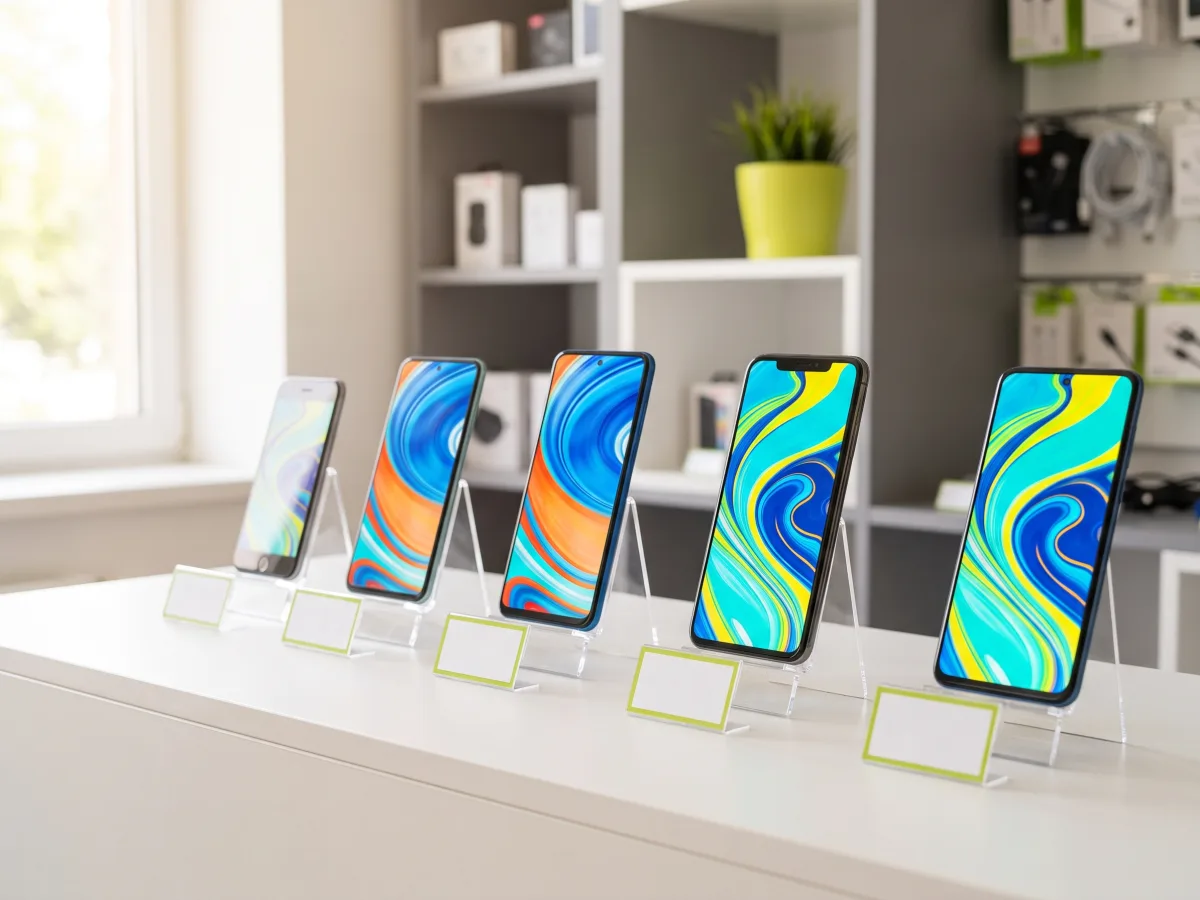 Celulares seminovos expostos à venda na loja