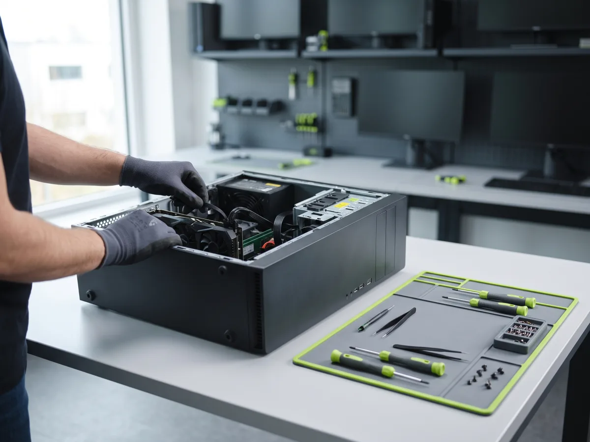 Bancada de manutenção de computador na Codarin em Jundiaí