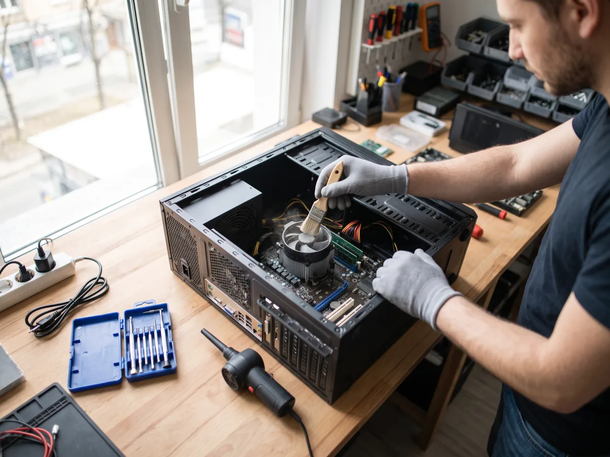Limpeza interna de computador com remoção de poeira do cooler