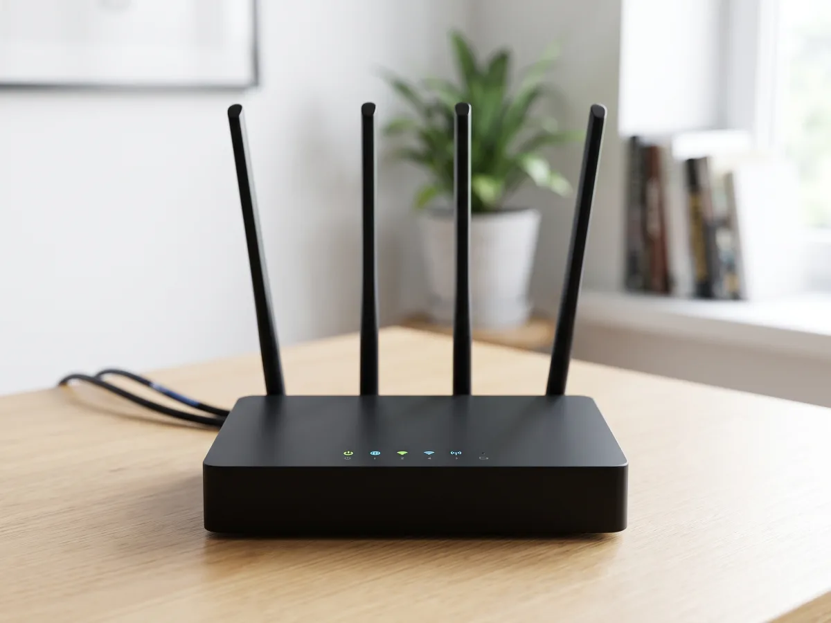 Roteador Wi-Fi com cabos de rede organizados