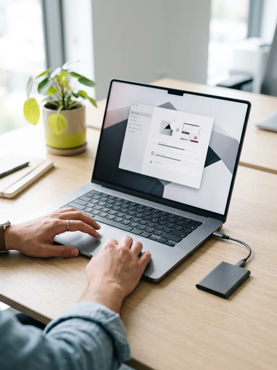 MacBook sendo configurado após a formatação